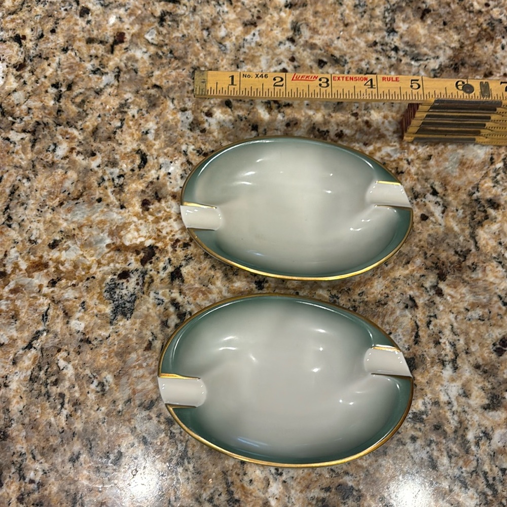 Vintage 2 Rosenthal Kronach-Germany cfrysopras 2u ASHTRAYs Cigarette Trays 60’s